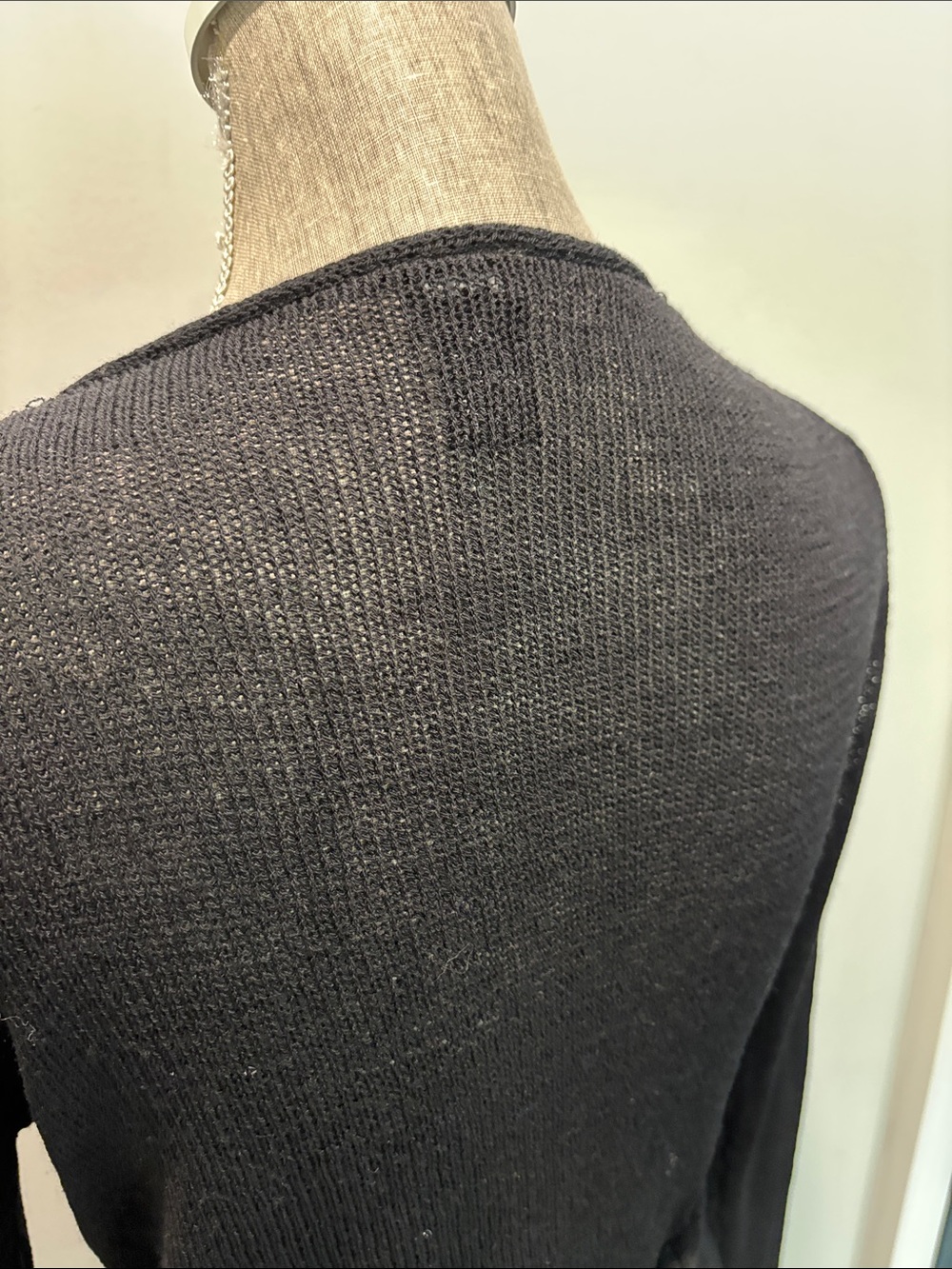 Eileen Fisher Black 100% Wool Tie Front Wrap Cardigan Size M Lightweight - Picture 11 of 16